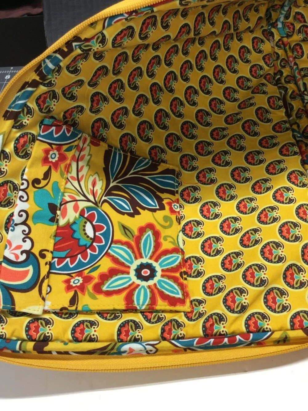 Vera Bradley Sun Valley Quilted Laptop Sleeve Yellow Floral Paisley Case 17x12